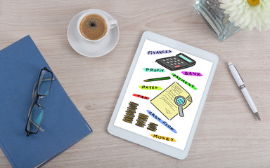 Accounting concept on a digital tablet
