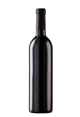Black wine bottle on white background - 373442642