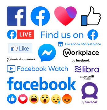 All New Facebook logos and its apps signs