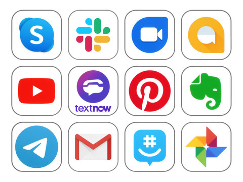 Kiev, Ukraine - November 02, 2019: New icons of popular social media Apps