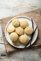 Homemade vanilla sugar cookies on a white plate