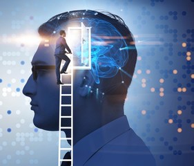 Businessman opening door to artificial intelligence