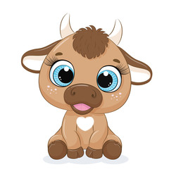 Cute baby cow cartoon