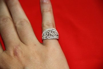 Silver and zirconium stones fancy ring