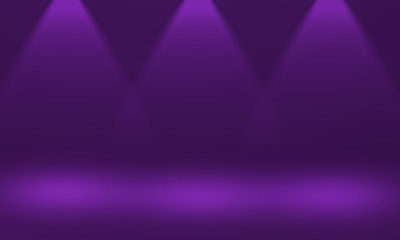Raven color stage background with three spotlight