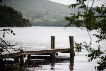stormy skies and jetty north east across ullswater from glenridding