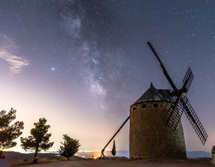 Windmill with the milky way