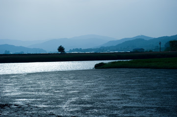 The beautiful scenery of sea sids ay sunset.