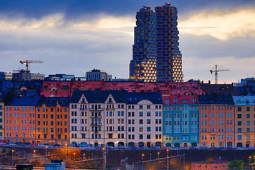 Stockholm, Sweden A view North over the city towards Norra Tornen, the North Towers.