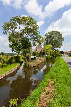 Polder landscape below sea level near Ameide in the Netherlands
