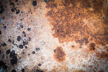 texture of orange rusty wall. metal corrosion, old cracked surface. background for your design.