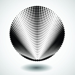 Halftone dots in tunnel form. round logo . vector dotted frame pipe . tube design element