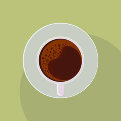 Top view of coffee cup and saucer