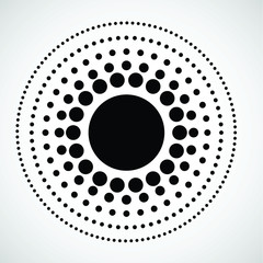Halftone dots in circle form. round logo . vector dotted frame . design element