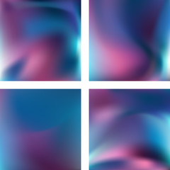 Set with abstract blurred backgrounds. Vector illustration. Modern geometrical backdrop. Abstract template. Blue, purple colors.