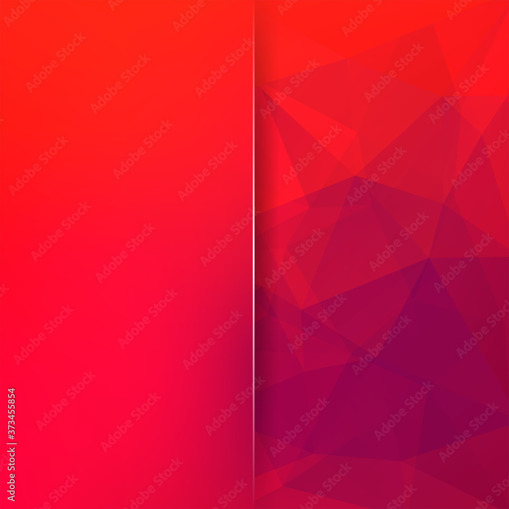 Poster geometric pattern, polygon triangles vector background in red, purple tones. blur background with gl