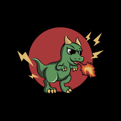 illustration of a dragon spitting fire. suitable for logos, stickers, and print t-shirts