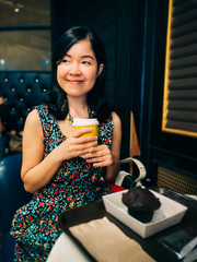 young woman drinking coffee