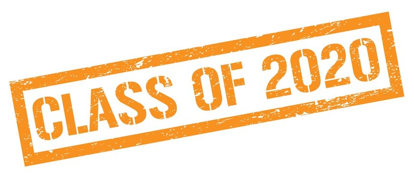 CLASS OF 2020 orange grungy rectangle stamp.