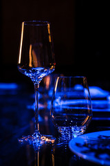 Glass of wine on decorated table