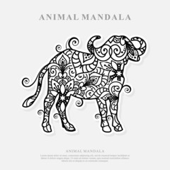 Buffalo Mandala Vector Line Art Style