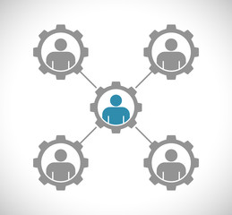 person teamwork in gears