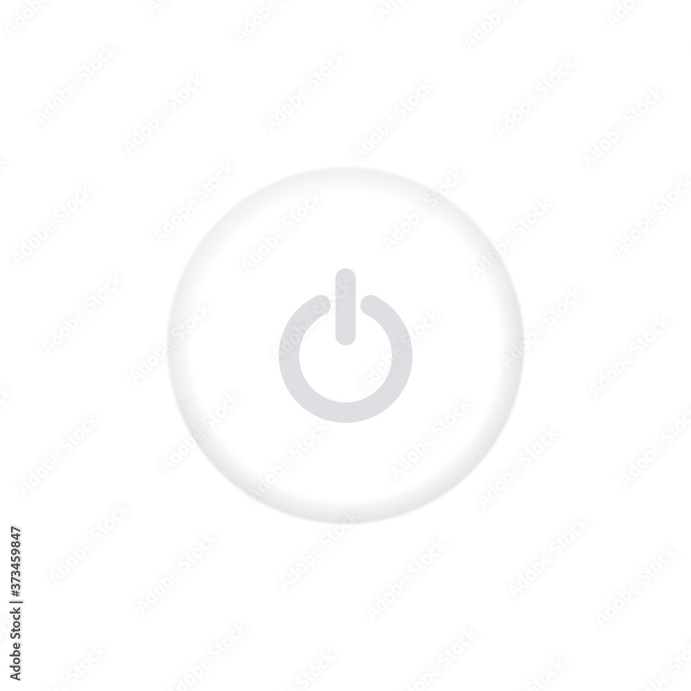 Poster power button on white background. realistic button in neumorphic design. neumorphism