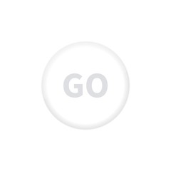 Go white button. Neumorphism. Realistic button on white background. Neumorphic design