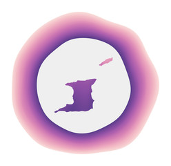 Trinidad and Tobago icon. Colorful gradient logo of the country. Purple and red Trinidad and Tobago rounded sign with map for your design. Vector illustration.