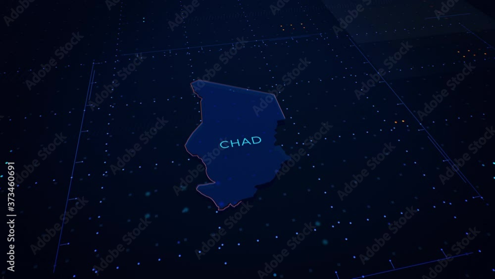 Aufkleber 3d render of chad map. camera flying through digital space.