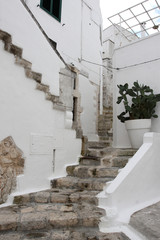 Ostuni, Italy - October 6, 2010: The famous old town of Ostuni also called the white city