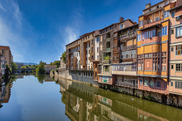 Nice buildings on the river Tarn in French town Castres.