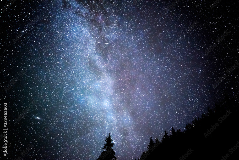Wall mural starry sky. milky way galaxy. this long exposure astronomical photograph taken in the middle of the 