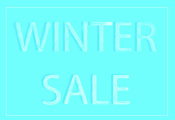 vector illustration banner, sticker winter discount volumetric letters