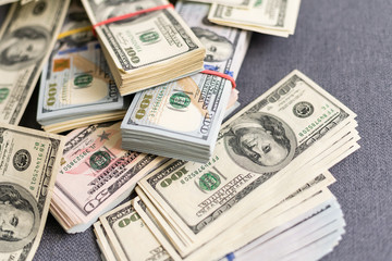 American dollar usa packs on money background. Financial concept
