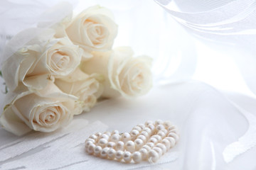 white wedding accessories white background