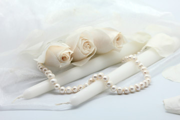 white wedding accessories white background