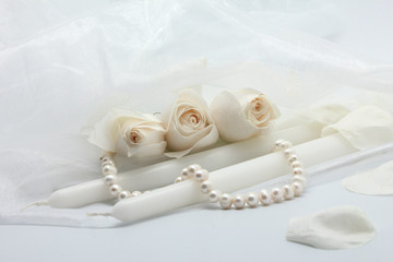 Fototapeta na wymiar white wedding accessories white background