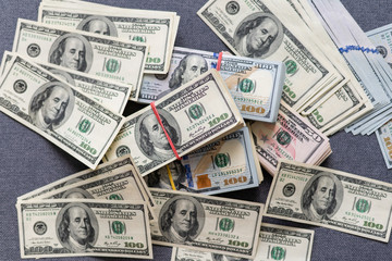 American dollar usa packs on money background. Financial concept