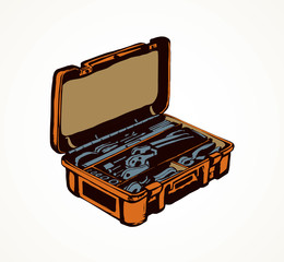 Suitcase with tools. Vector drawing