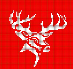 white knitted deer pixel graphics template