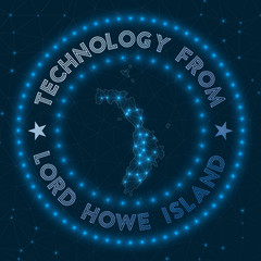 Technology From Lord Howe Island. Futuristic geometric badge of the island. Technological concept. Round Lord Howe Island logo. Vector illustration.