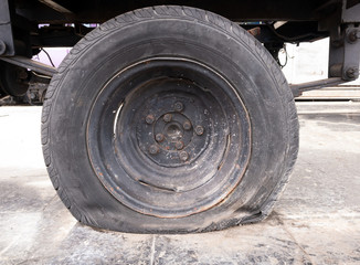 Closeup for car flat tire