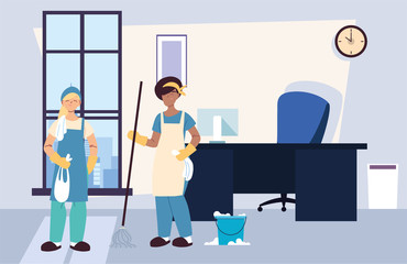 Obraz premium women in cleaning service company