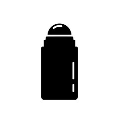 Cutout silhouette icon of Roller deodorant. Outline logo of roll on bottle. Black simple illustration of body care, personal hygiene product. Flat isolated vector pictogram, white background