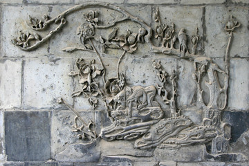 bas-relief in a mosque in xi'an (china)