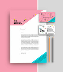 Business letterhead with business card templates design, Vector illustration.