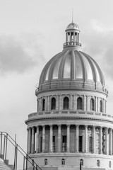 Detail of the Cuban Capitol in black and white