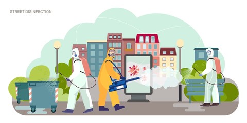 Street Disinfection Flat Composition 