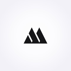 Black color of M letter logo. Initial logo concept vector.